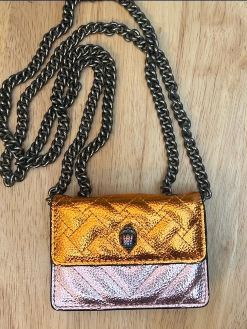 Metallic Two-Tone Women’s Crossbody Bag - Gold & Rose Kurt Geiger